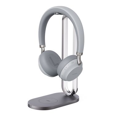 Yealink BH72 Teams Bluetooth Headset With Charging Stand, Light Grey, USB-A