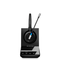 Image of EPOS|Sennheiser IMPACT SDW 5015 3-in-1 Wireless Headset
showing the front side view of the headset and the base.