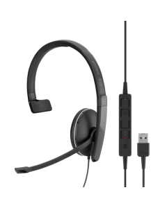 Image of EPOS | Sennheiser SC 135 Mono USB and 3.5mm Corded Headset
showing the 3D side view of the headset with the call control buttons.