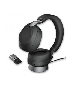 Jabra Evolve2 85 UC Stereo Bluetooth Headset + Charging Stand, USB-A, Black