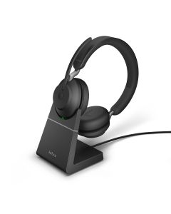 Jabra Evolve2 65 UC Stereo Bluetooth Headset + Charging Stand, USB-A, Black