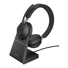 Jabra Evolve2 65 MS Stereo Bluetooth Headset + Charging Stand, USB-C, Black