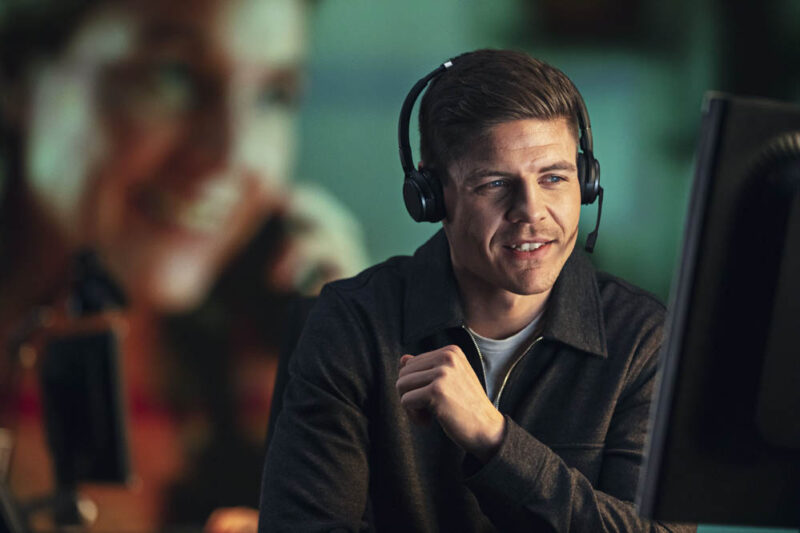 Image of man wearing noise cancelling headset