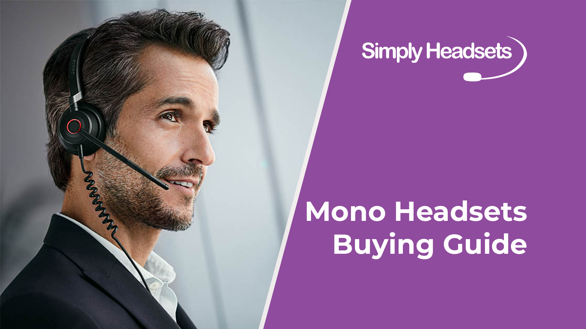 Businessman wearing mono headset 